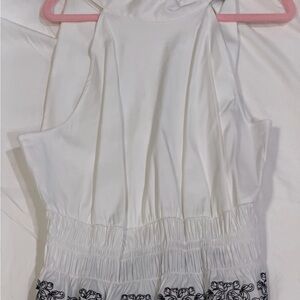 White House Black Market White Halter Top with Black Accents